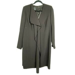 AKRIS Bergdorf Goodman Wool‎ Blend Dress Waterfall Ruffle Sheath Dress Sz 12 L/S